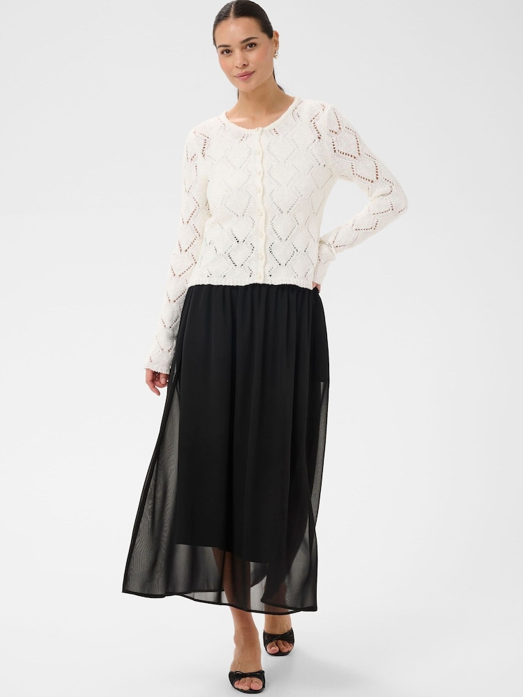Kaffe Black KAnellie Gathered High Waist Midi Skirt - Image 2 of 6
