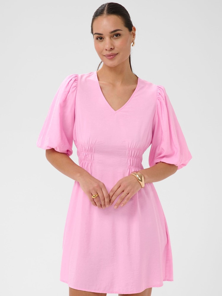 Kaffe Pink KAneema V-Neck Tunic Dress - Image 1 of 6