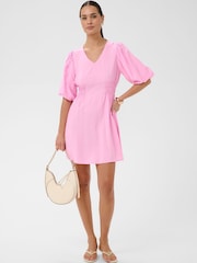 Kaffe Pink KAneema V-Neck Tunic Dress - Image 3 of 6