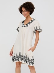 Liberty V-Neck Embroidered Mini Dress - Image 1 of 5