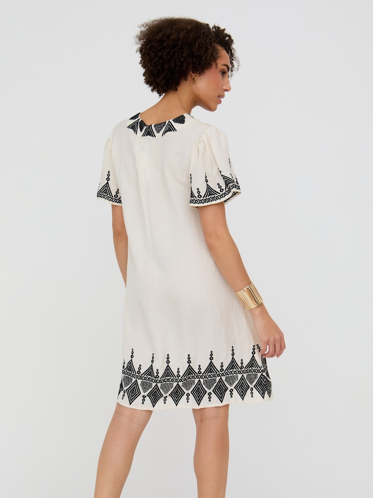 Liberty V-Neck Embroidered Mini Dress - Image 2 of 5 Liberty V-Neck Embroidered Mini Dress - Image 2 of 5
