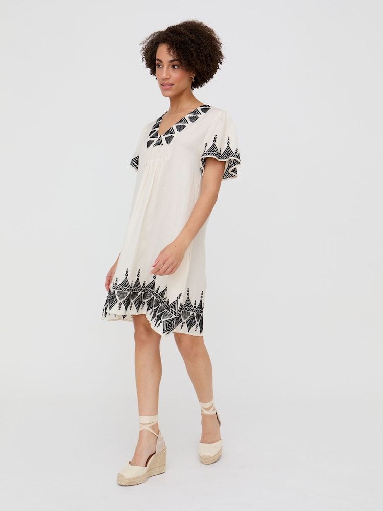 Liberty V-Neck Embroidered Mini Dress - Image 5 of 5 Liberty V-Neck Embroidered Mini Dress - Image 5 of 5