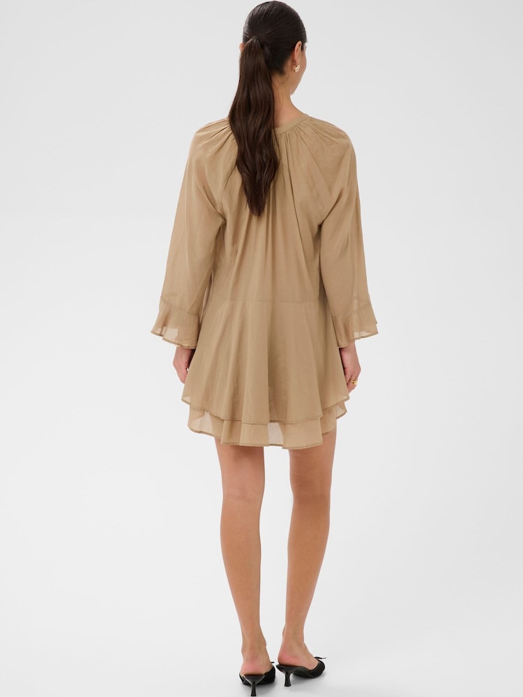 Kaffe Natural KAflora Tie-Neck Ruffled Mini Dress - Image 2 of 6