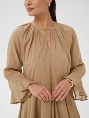 Kaffe Natural KAflora Tie-Neck Ruffled Mini Dress - Image 3 of 6