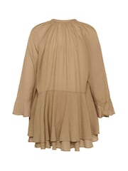 Kaffe Natural KAflora Tie-Neck Ruffled Mini Dress - Image 6 of 6