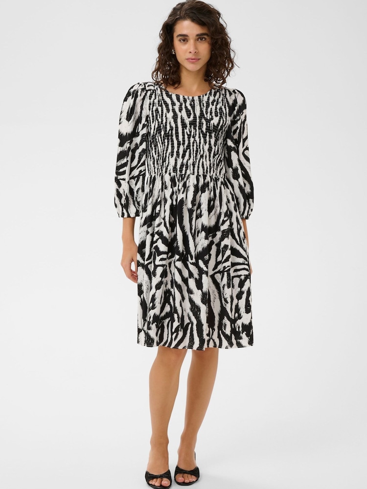 Kaffe Black KAhanna Puff Sleeve Smock Dress - Image 1 of 6