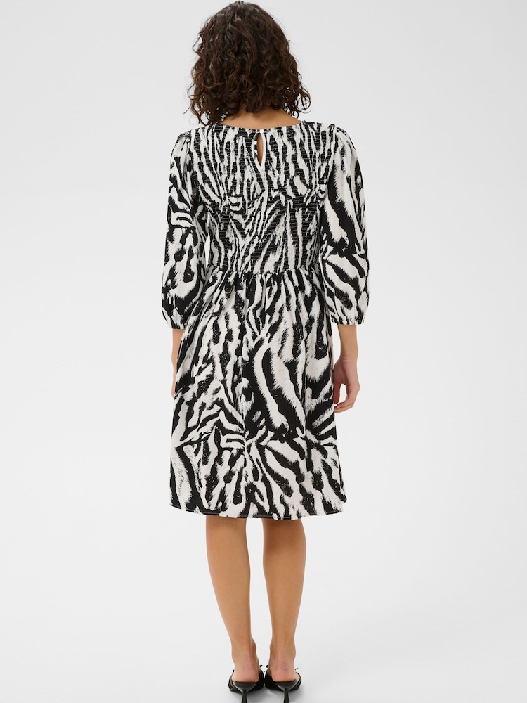 Kaffe Black KAhanna Puff Sleeve Smock Dress - Image 2 of 6