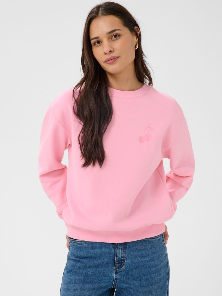 Kaffe Pink KAmelody Relaxed Crew Neck Sweatshirt - Image 1 of 6