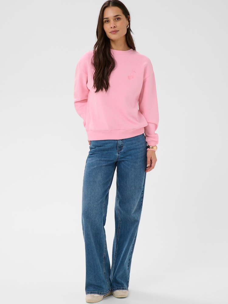 Kaffe Pink KAmelody Relaxed Crew Neck Sweatshirt - Image 2 of 6