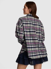 Victoria's Secret Pink Woodland Green Tartan Flannel Pyjama Top - Image 2 of 2