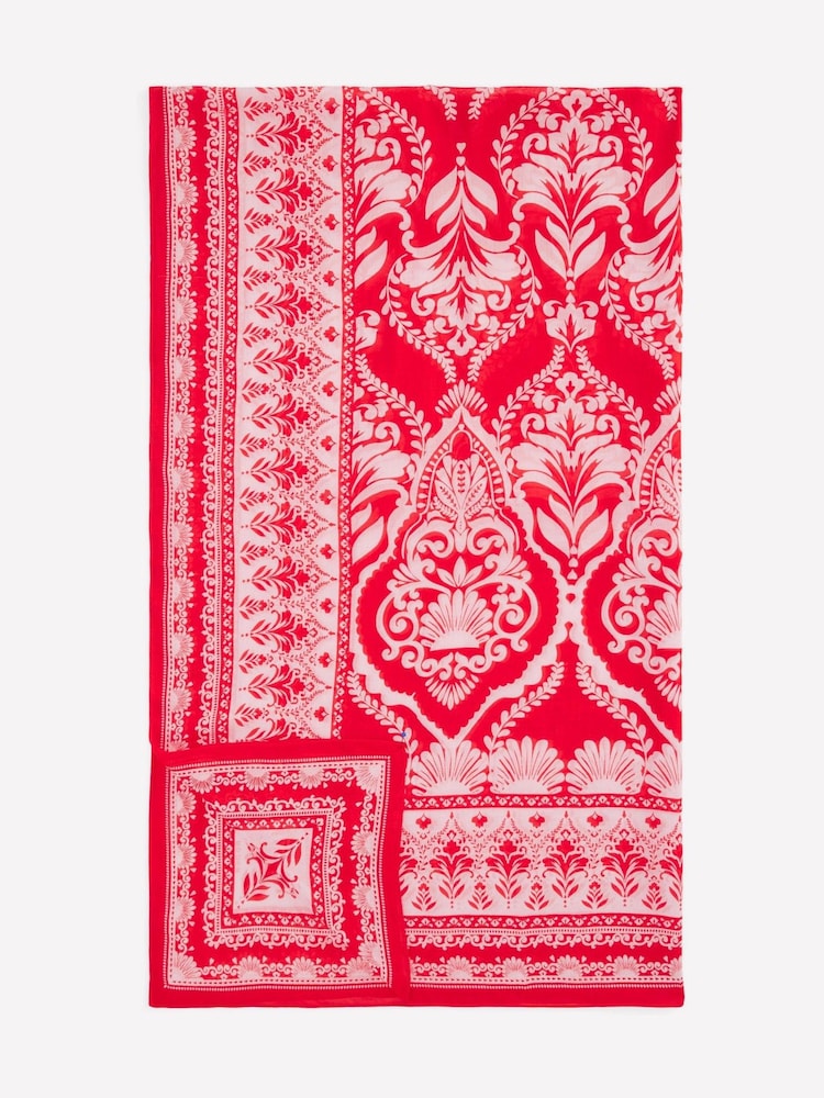 Boden Red Printed Sarong Scarf - Image 2 of 4