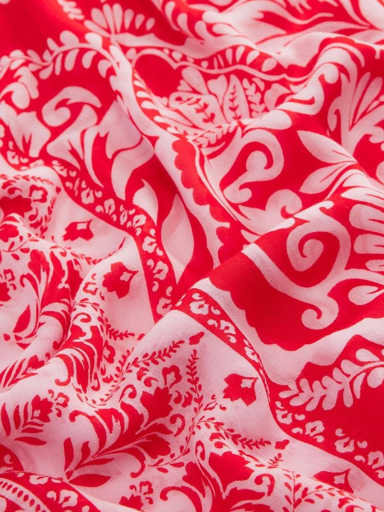 Boden Red Printed Sarong Scarf - Image 4 of 4