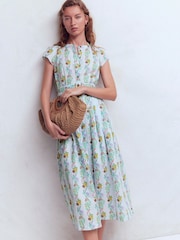 Boden Light Blue Arabella Linen Blend Dress - Image 2 of 6