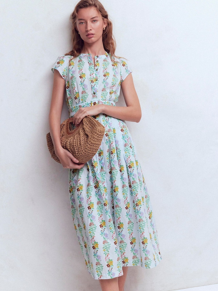 Boden Light Blue Arabella Linen Blend Dress - Image 2 of 6 Boden Light Blue Arabella Linen Blend Dress - Image 2 of 6