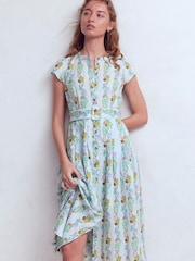 Boden Light Blue Arabella Linen Blend Dress - Image 3 of 6