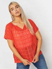 M&Co Orange 100% Cotton Notch Neck Dobby Blouse - Image 1 of 4