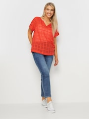 M&Co Orange 100% Cotton Notch Neck Dobby Blouse - Image 2 of 4