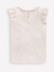 Boden Cream Short Sleeve Frill Logo Top - Image 2 of 3