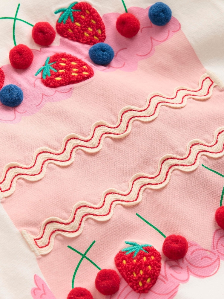 Boden Cream Short Sleeve Frill Logo Top - Image 3 of 3