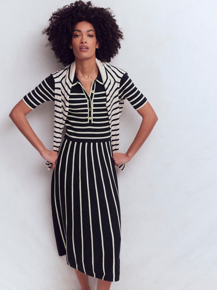 Boden Cream Collared Knitted Dress - Image 2 of 7