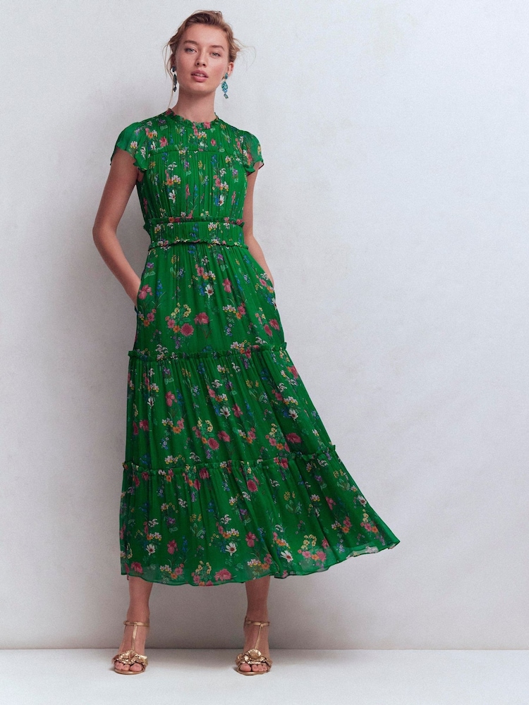 Boden Green Sleeveless Ruffle Dress - Image 1 of 5