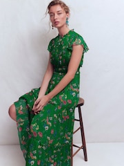 Boden Green Sleeveless Ruffle Dress - Image 3 of 5