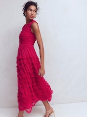 Boden Pink Tulle Bow Party Dress - Image 6 of 7