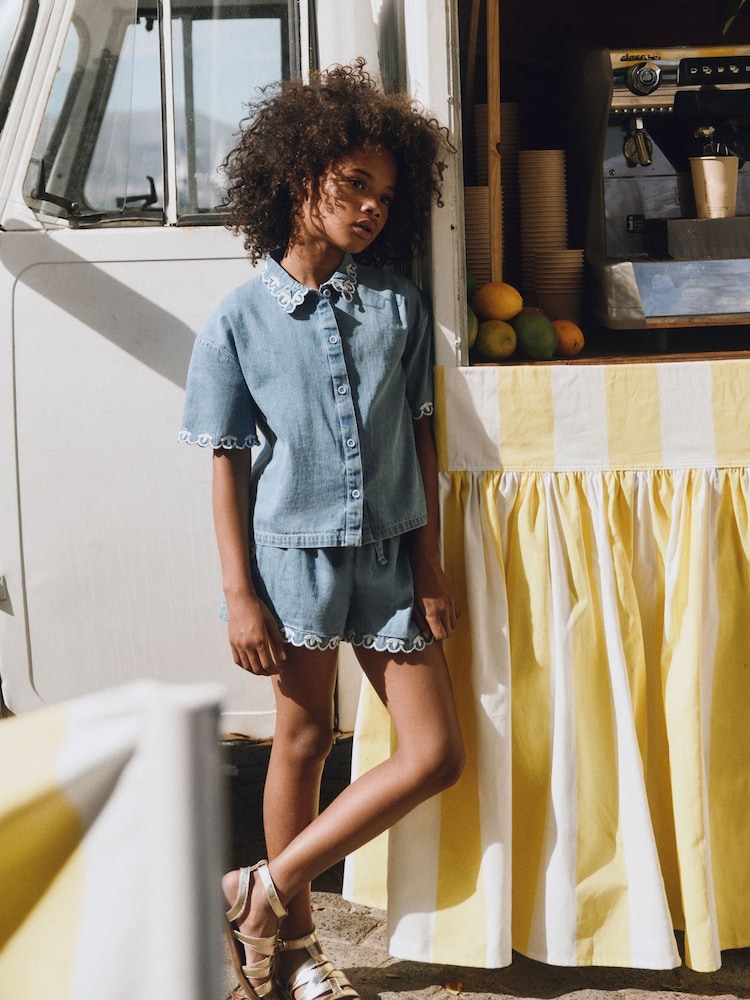 Boden Blue Pull-on Woven Shorts - Image 1 of 4