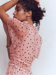 Boden Pink V-Neck Ruffle Tulle Dress - Image 5 of 6