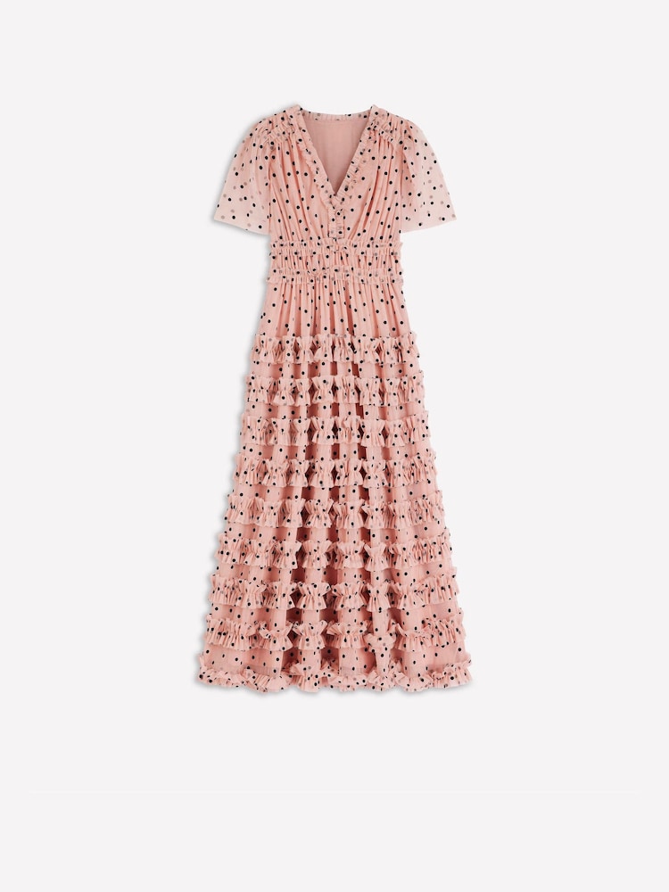 Boden Pink V-Neck Ruffle Tulle Dress - Image 6 of 6