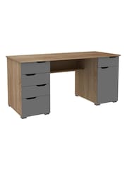 Alphason Light Oak Grey Kentucky Office Desk - Image 2 of 8