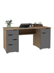 Alphason Light Oak Grey Kentucky Office Desk - Image 5 of 8