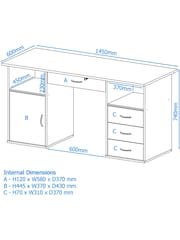 Alphason Brown Dallas Computer Desk - Image 4 of 6