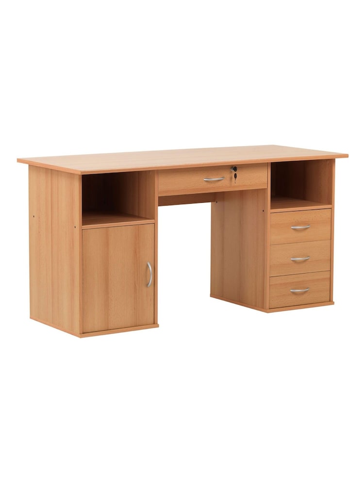 Alphason Beech White Dallas Computer Desk - Image 2 of 6