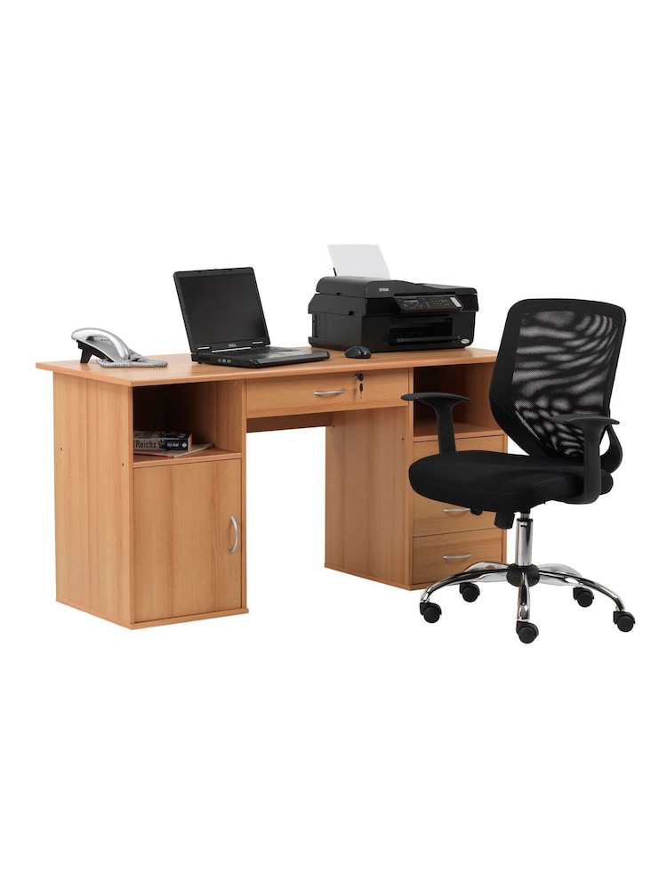 Alphason Beech White Dallas Computer Desk - Image 6 of 6