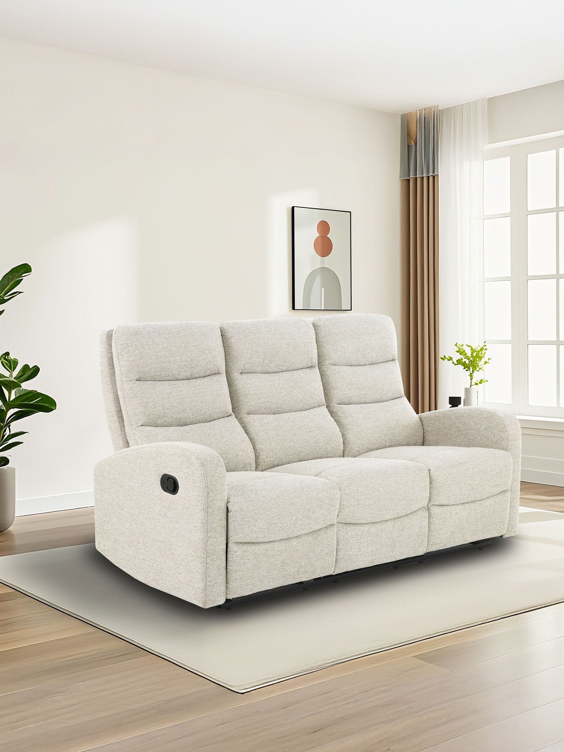 Dorel 3 Seater Sofa Recliner - Brown - Linen Look - Image 6