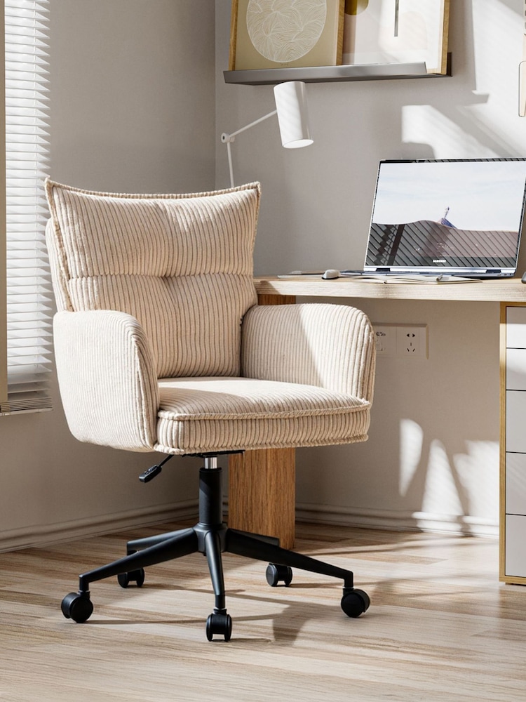 Alphason Cream Harbour Corduroy Office Chair - Image 1 of 6