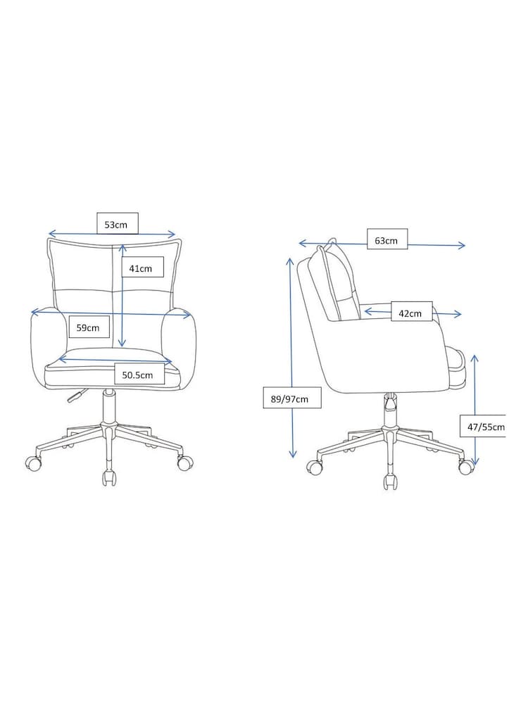 Alphason Cream Harbour Corduroy Office Chair - Image 6 of 6