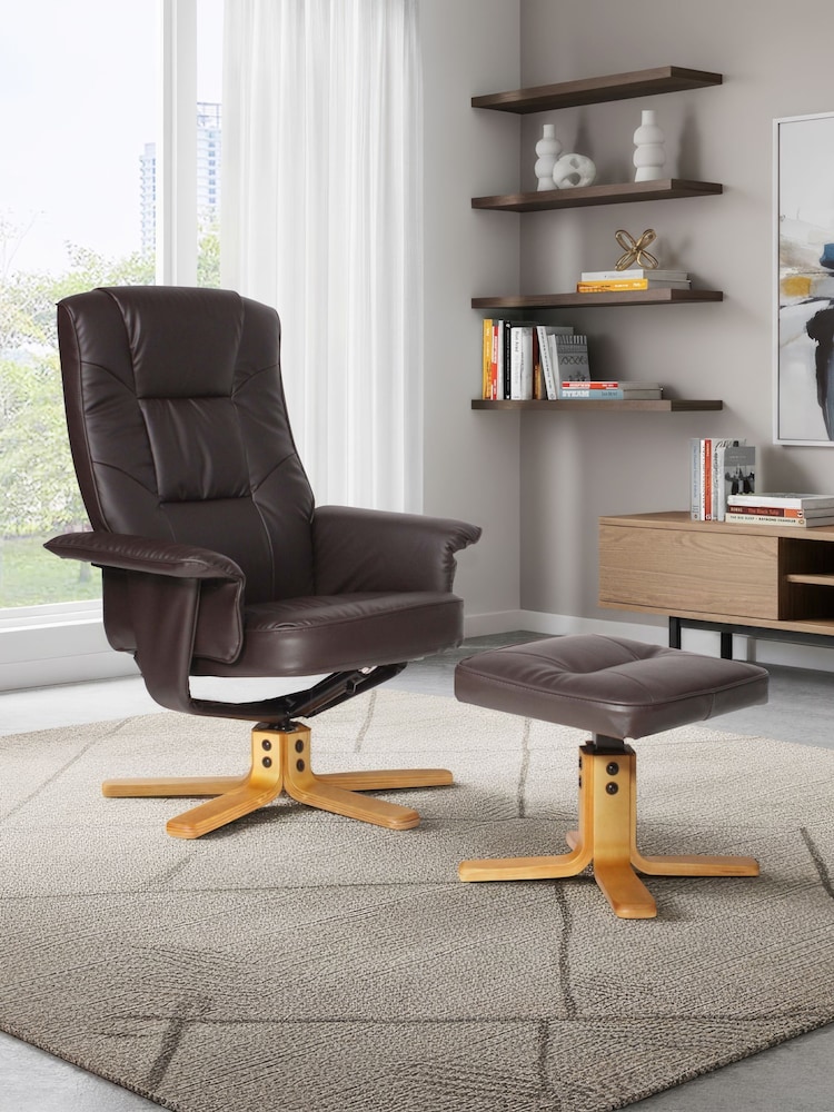 Alphason Brown Drake Recliner Footstool - Image 1 of 6