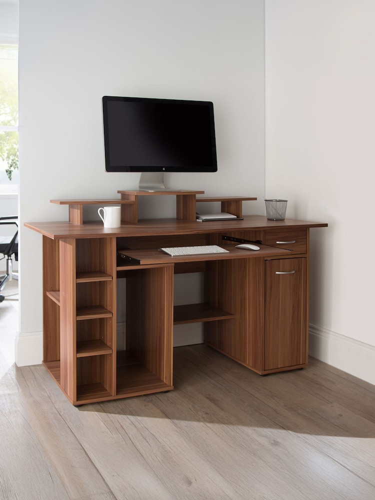 Alphason Brown San Diego Computer Desk - Image 1 of 6