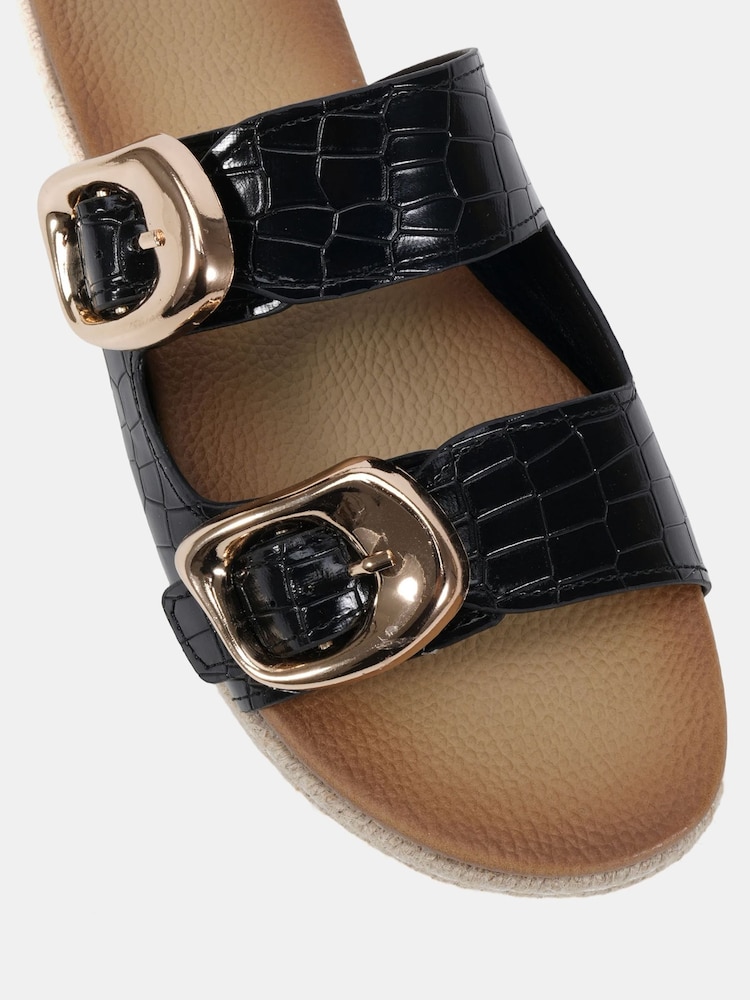 Negro - Novo Taylor Buckle Detail Espadrille Mule Sandals - Imagen 6 de 6