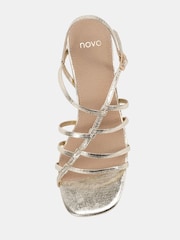 Novo Gold Wide Fit Leanne Block Heel Strappy Sandals - Image 6 of 6