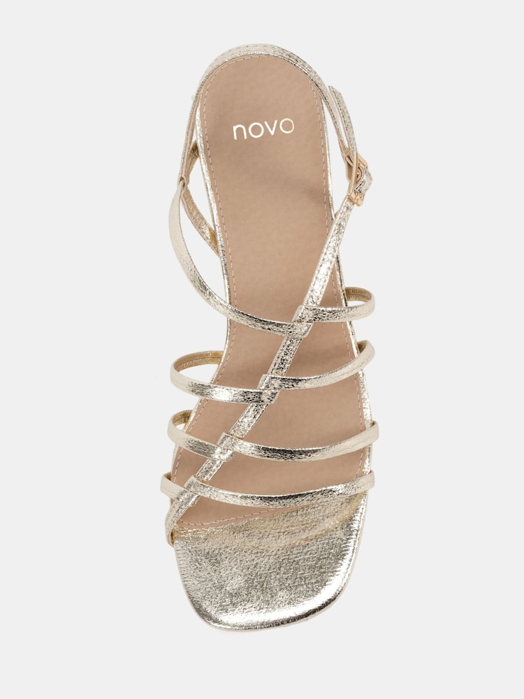 Novo Gold Wide Fit Leanne Block Heel Strappy Sandals - Image 6 of 6 Novo Gold Wide Fit Leanne Block Heel Strappy Sandals - Image 6 of 6