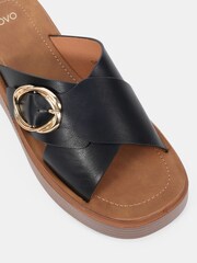 Novo Black Thea Flatform Buckle Detail Mule Sandals - Image 6 of 6