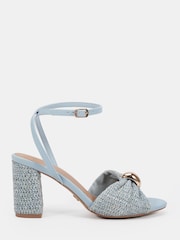Novo Blue Leighton Block Heel Raffia Hardware Two Part Sandals - Image 2 of 6