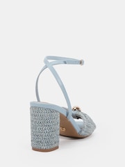 Novo Blue Leighton Block Heel Raffia Hardware Two Part Sandals - Image 4 of 6