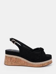 Novo Black Billie Mid Wedge Knot Slingback Sandals - Image 2 of 6