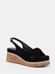Novo Black Billie Mid Wedge Knot Slingback Sandals - Image 3 of 6