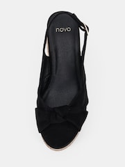 Novo Black Billie Mid Wedge Knot Slingback Sandals - Image 5 of 6