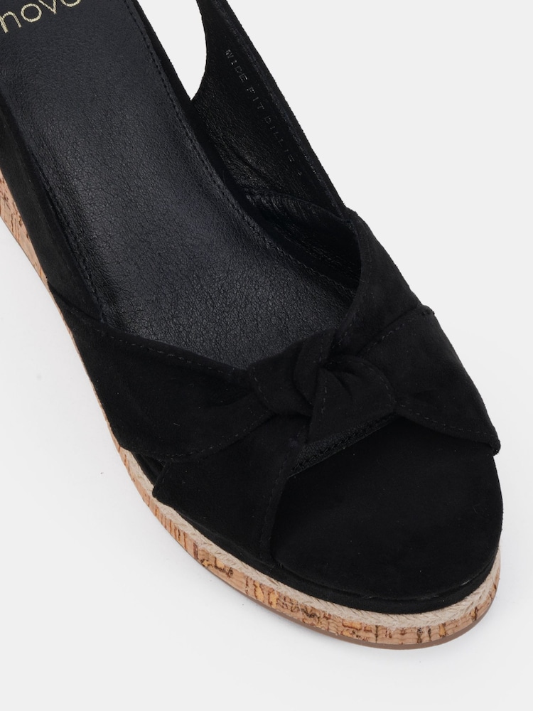 Novo Black Billie Mid Wedge Knot Slingback Sandals - Image 6 of 6